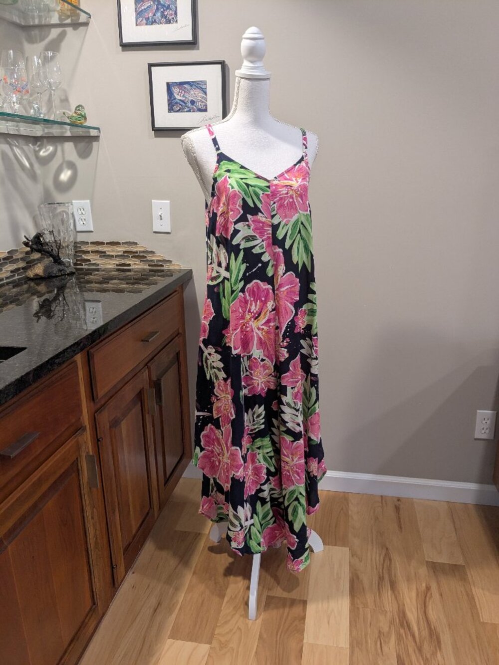 Island Vibe Jumpsuit: Sam & Jess Rayon Floral Wide Leg Medium